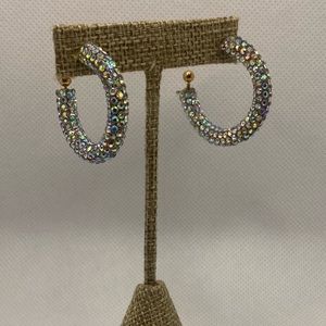 ⭐ 3/$18 ⭐ Iridescent Diamond CZ Rhinestone Gold Hoop Earrings ~ NEW